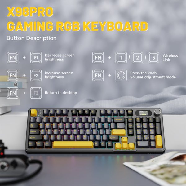 Attack Shark X98 PRO Tri-Mode Wireless Mechanical Keyboard, Star Black - Image 8