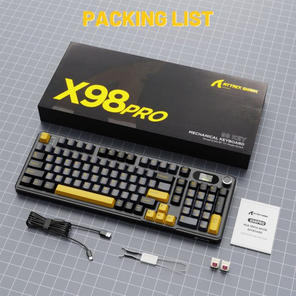 Attack Shark X98 PRO Tri-Mode Wireless Mechanical Keyboard, Star Black - Image 9