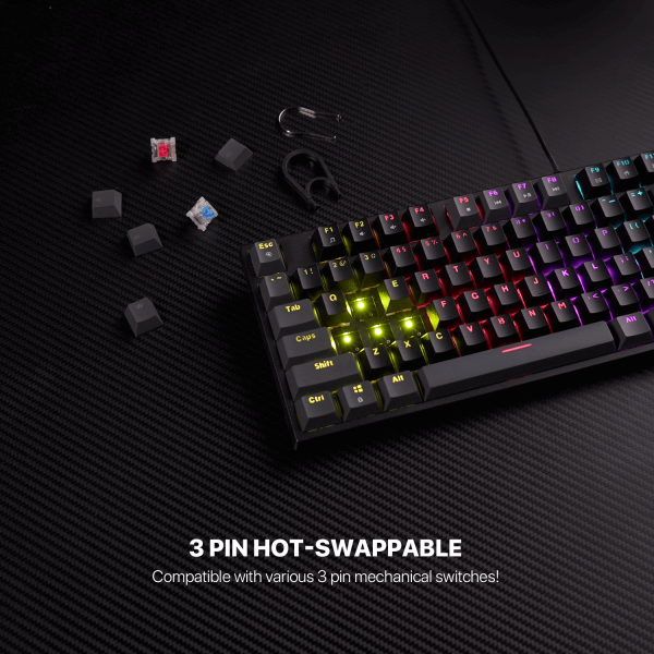FANTECH MK876V2 ATOM87 RGB MECHANICAL KEYBOARD, GREY - Image 4