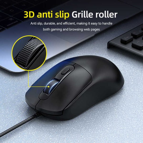 T-WOLF G580 Wired Mouse With Grip Tape, Black - Image 4