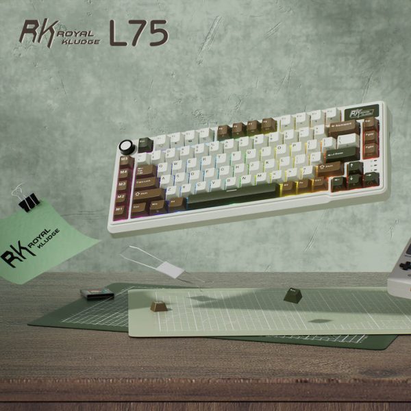 Royal Kludge L75 Tri-Mode Wireless Mechanical Keyboard, Olive Green - Image 4