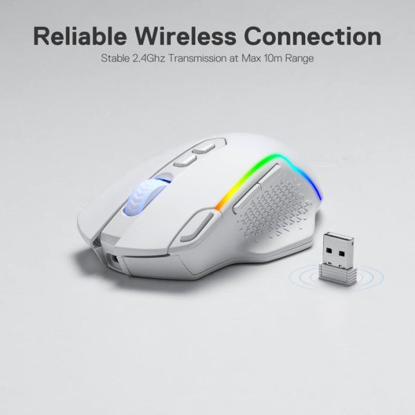 Redragon M810 Pro Dual Mode Wireless Gaming Mouse, White - Image 7