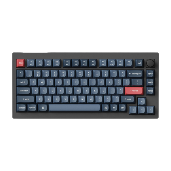 Keychron V1 Max Wireless Mechanical Keyboard, Carbon Black (Gateron Jupiter Red Switch)