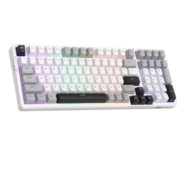 MageGee LIGHT100 Tri-Mode Wireless Creamy Gasket Mounted Mechanical Keyboard, Grey Black (Blue Whale Switch)
