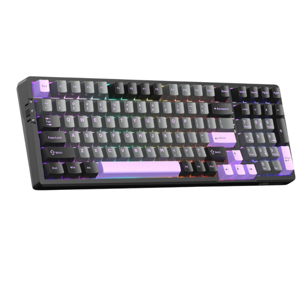 MageGee LIGHT100 Tri-Mode Wireless Creamy Gasket Mounted Mechanical Keyboard - Black Purple (Blue Whale Switch)