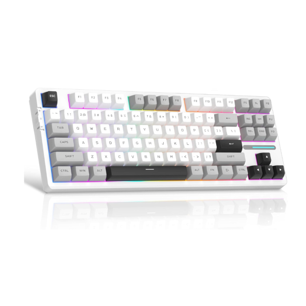 MageGee LIGHT87 Tri-Mode Wireless Creamy Gasket Mounted Mechanical Keyboard, White Grey (Blue Whale Switch) - Image 2