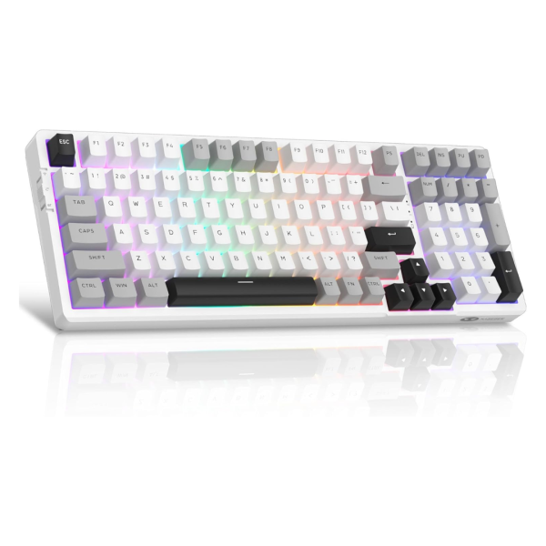 MageGee LIGHT100 Tri-Mode Wireless Creamy Gasket Mounted Mechanical Keyboard, Grey Black (Blue Whale Switch) - Image 2