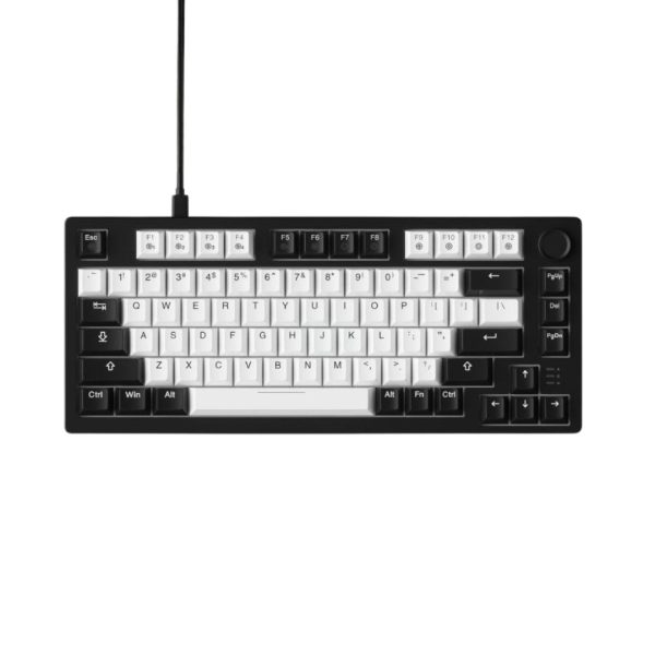 Dareu EK75 Gasket Mount Keyboard with Knob (2025), White Black (Dream Switch)