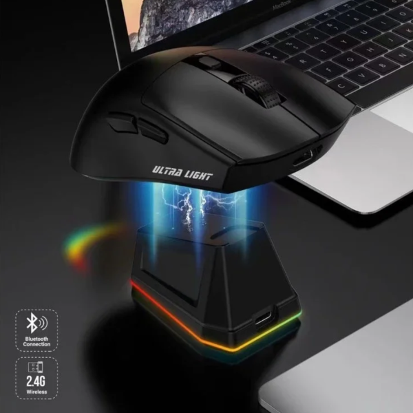 JEDEL WD139 Lightweight Wireless Gaming Mouse With Rgb Charging Dock, Black - Image 2