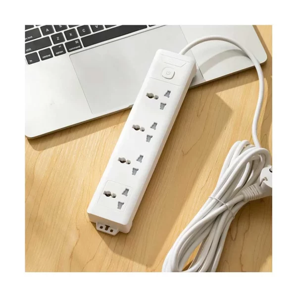 Deli ET403 Universal Hole Extension Cord 2 Pin 4 Port 3 Meter Power Strip - Image 4