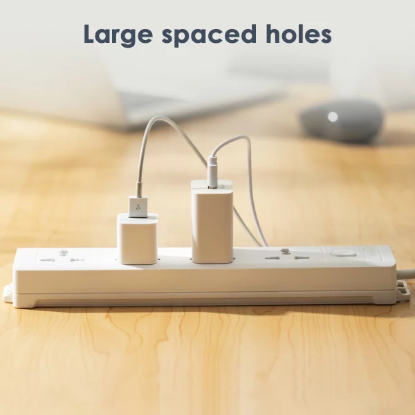 Deli ET403 Universal Hole Extension Cord 2 Pin 4 Port 3 Meter Power Strip - Image 6