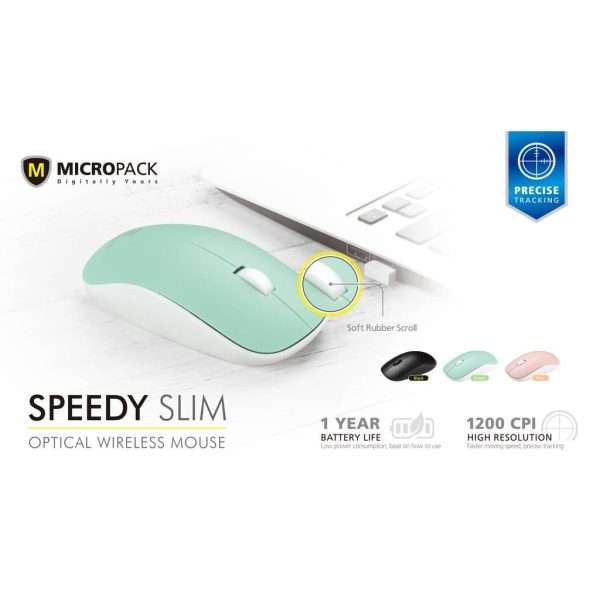 MicroPack MP-721W Speedy Slim Wireless Mouse, Black - Image 3