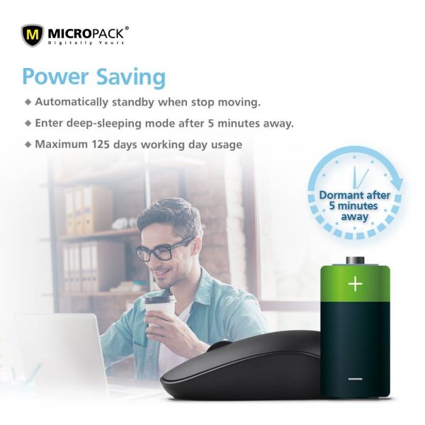 MicroPack MP-721W Speedy Slim Wireless Mouse, Black - Image 9