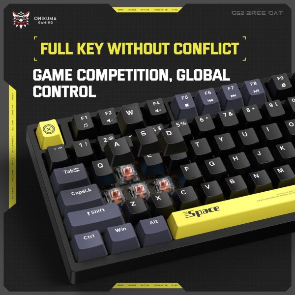 ONIKUMA G52 82 Keys RGB Wired Mechanical Keyboard, Black - Image 7