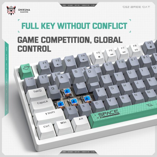 ONIKUMA G52 82 Keys RGB Wired Mechanical Keyboard, White - Image 6