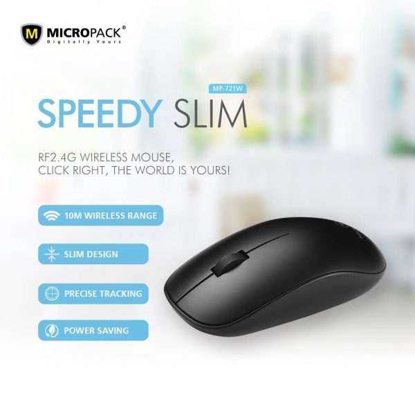 MicroPack MP-721W Speedy Slim Wireless Mouse, Black - Image 4
