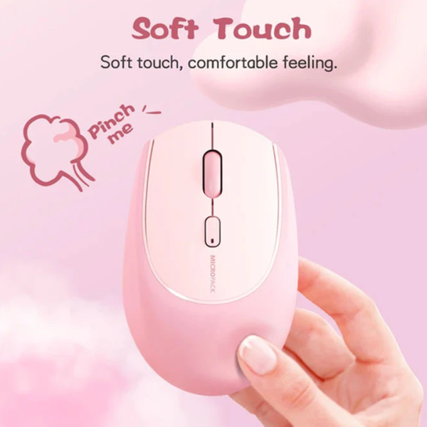 Micropack MS-201W Pink Wireless Soft Silicon Silent Mouse - Image 3