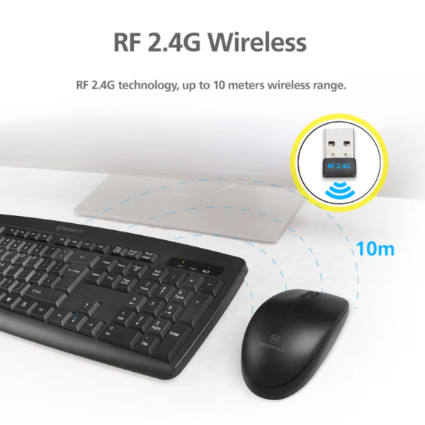 Micropack KM-203W Black Wireless Keyboard & Mouse Combo with Bangla - Image 9