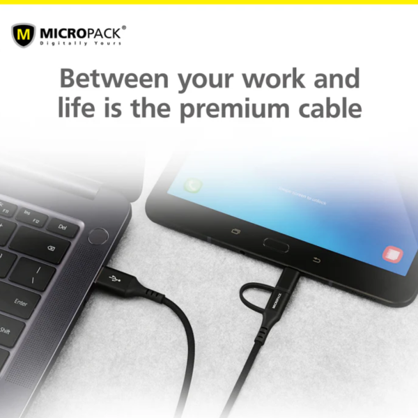 Micropack MC-AC13 Black Luxury Micro USB/ C Premium Cable - Image 3
