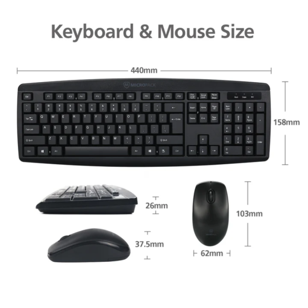 Micropack KM-203W Black Wireless Keyboard & Mouse Combo with Bangla - Image 7