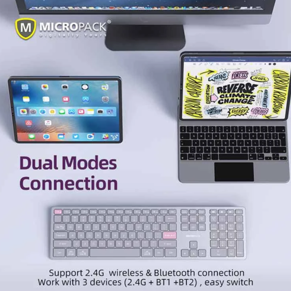 Micropack K-310W (Dual Mode) Grey Slim Keyboard - Image 5