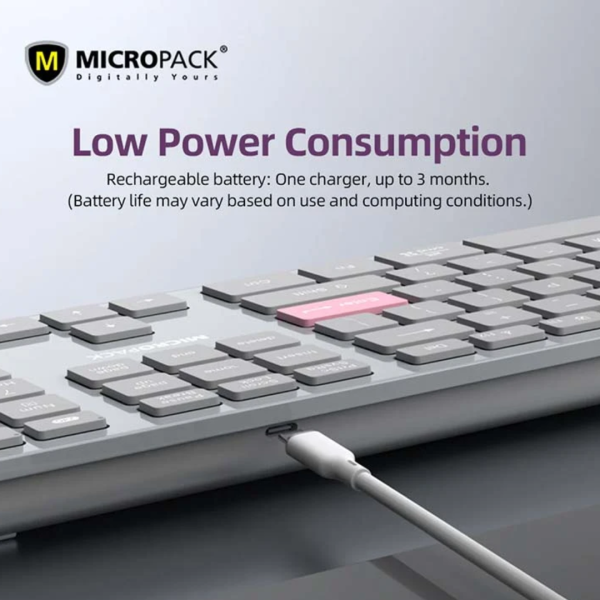 Micropack K-310W (Dual Mode) Grey Slim Keyboard - Image 3