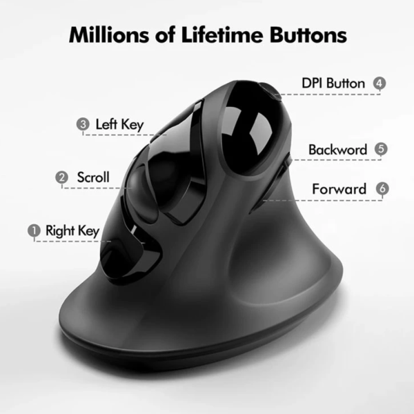 Micropack MP-V03W Ergo Lift Black Wireless Vertical Mouse - Image 5