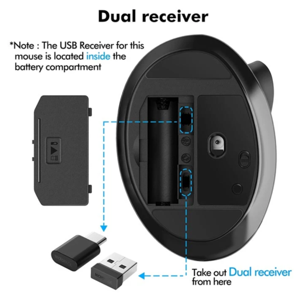 Micropack MP-V03W Ergo Lift Black Wireless Vertical Mouse - Image 3