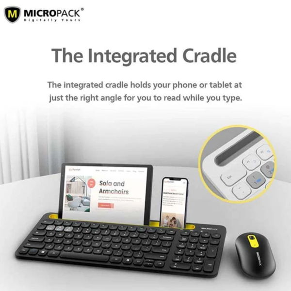 Micropack KM-238W iFree PRO 2 Black Bluetooth Keyboard & Mouse Combo - Image 3