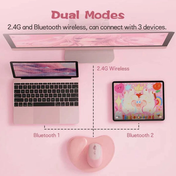Micropack MS-201W Pink Wireless Soft Silicon Silent Mouse - Image 2