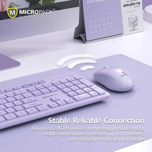 Micropack KM-237W Purple Wireless Keyboard & Mouse Combo - Image 3