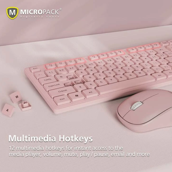 Micropack KM-237W Pink Wireless Keyboard & Mouse Combo - Image 2