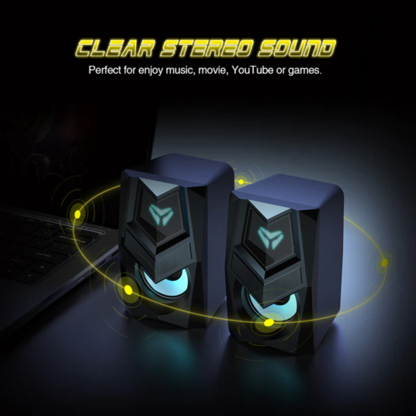 Micropack GS-02 Rainbow Wired Black Gaming Speaker - Image 3