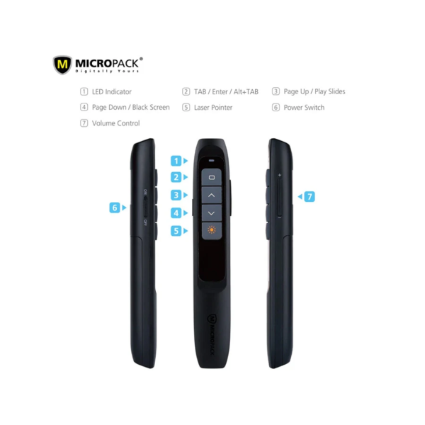 Micropack WPM-06 Black Pocket Wireless Presenter - Image 5