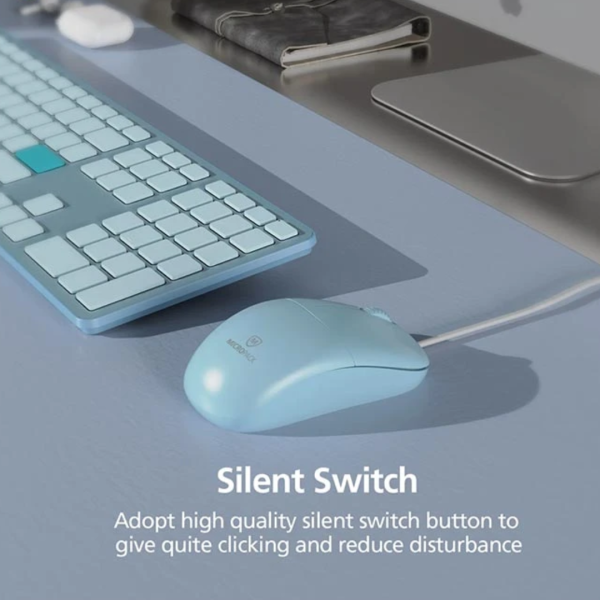 Micropack M-105 Silent Blue Wired Optical Mouse - Image 2