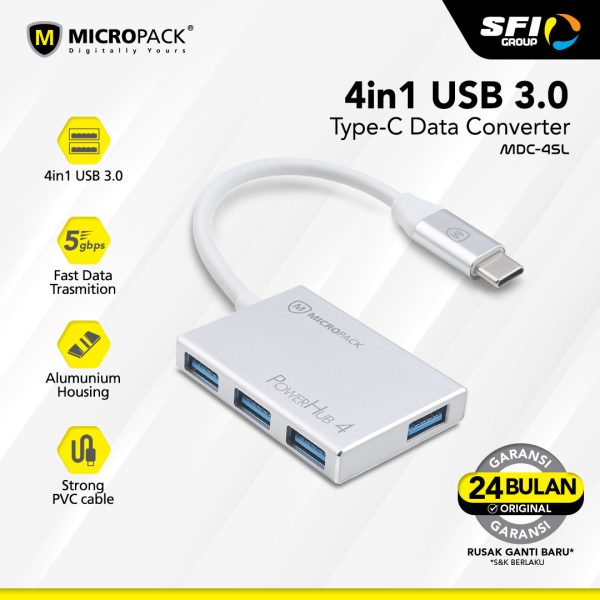 Micropack MDC 4A Type-C Male to Female USB HUB - Image 4