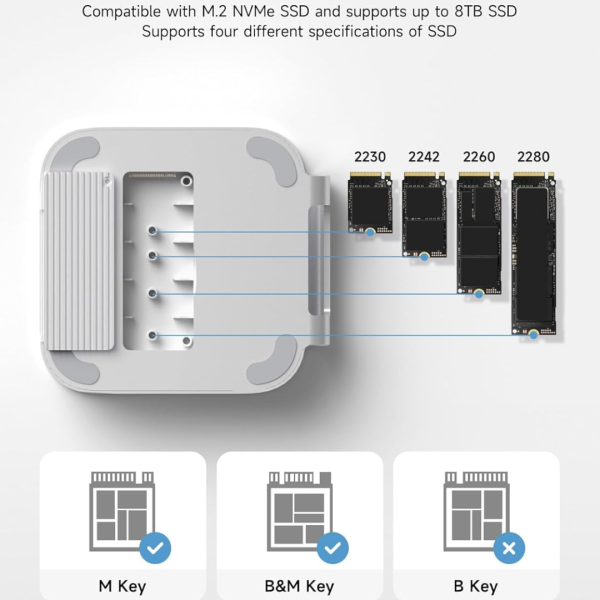 Hagibis Mac Mini M4/M4 Pro 3 in 1 Hub & Stand with M.2 SSD Enclosure Type-C Docking Station - Image 6