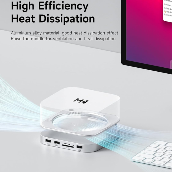 Hagibis Mac Mini M4/M4 Pro 3 in 1 Hub & Stand with M.2 SSD Enclosure Type-C Docking Station - Image 9