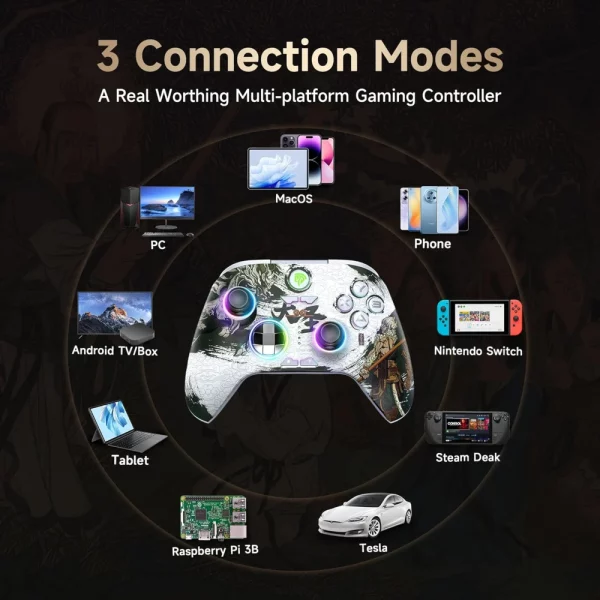 EasySMX X15 RGB Tri-Mode Wireless Controller with Dual Hall Joysticks and Dual Hall Triggers, Wukong Edition - Image 3