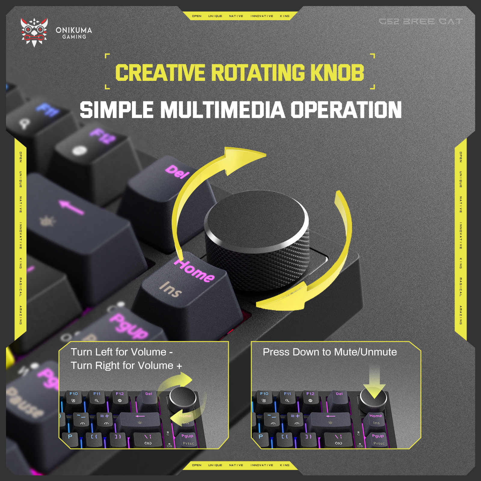ONIKUMA G52 82 Keys RGB Wired Mechanical Keyboard, Black 5 ONIKUMA G52 82 Keys RGB Wired Mechanical Keyboard, Black - Image 5