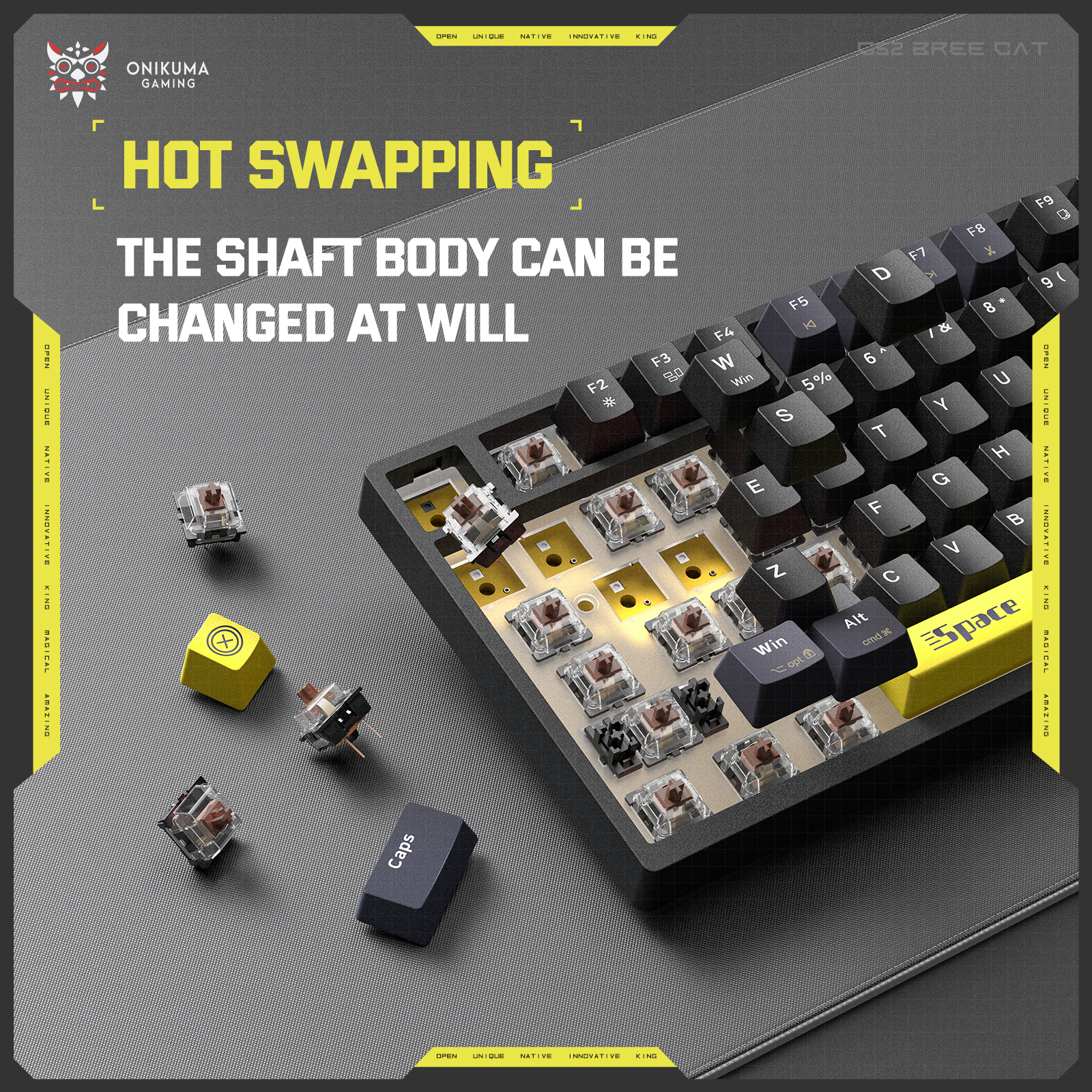 ONIKUMA G52 82 Keys RGB Wired Mechanical Keyboard, Black 9 ONIKUMA G52 82 Keys RGB Wired Mechanical Keyboard, Black - Image 9