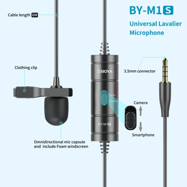 BOYA BY-M1S Universal Lavalier Microphone - Image 3