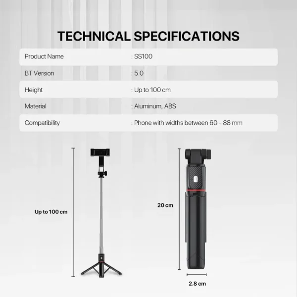 Fantech SS170 Tongsis Bluetooth Selfie Stick Tripod - Image 7