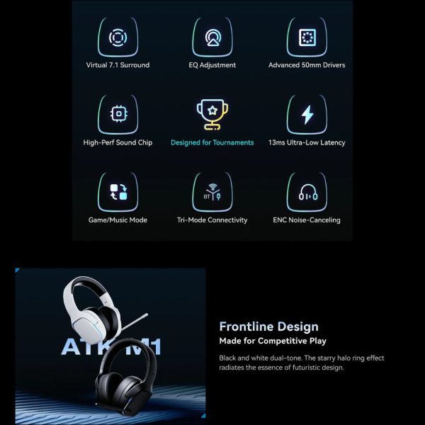 ATK Mercury M1 E-Sports Tri-mode Wireless Gaming Headset - Image 3