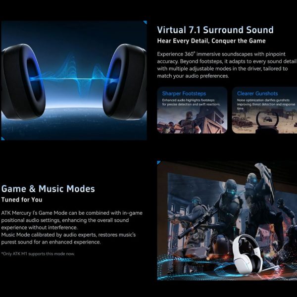 ATK Mercury M1 E-Sports Tri-mode Wireless Gaming Headset - Image 5