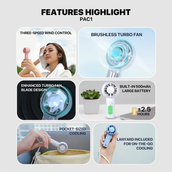FANTECH PAC1 500MAH RECHARGEABLE HANDHELD FAN - Image 7