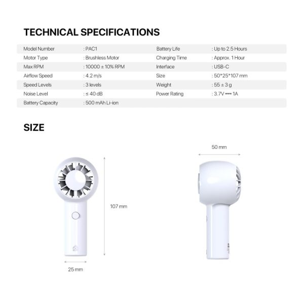 FANTECH PAC1 500MAH RECHARGEABLE HANDHELD FAN - Image 14