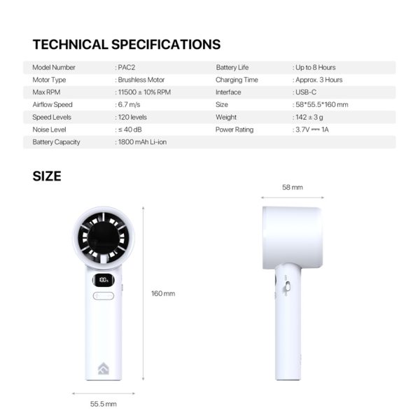 FANTECH PAC2 1800MAH RECHARGEABLE HANDHELD FAN - Image 14