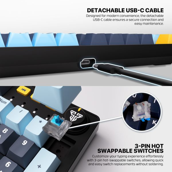Fantech MK893S ATOM107S MIZU Edition Mechanical Keyboard, Sky Blue - Image 6