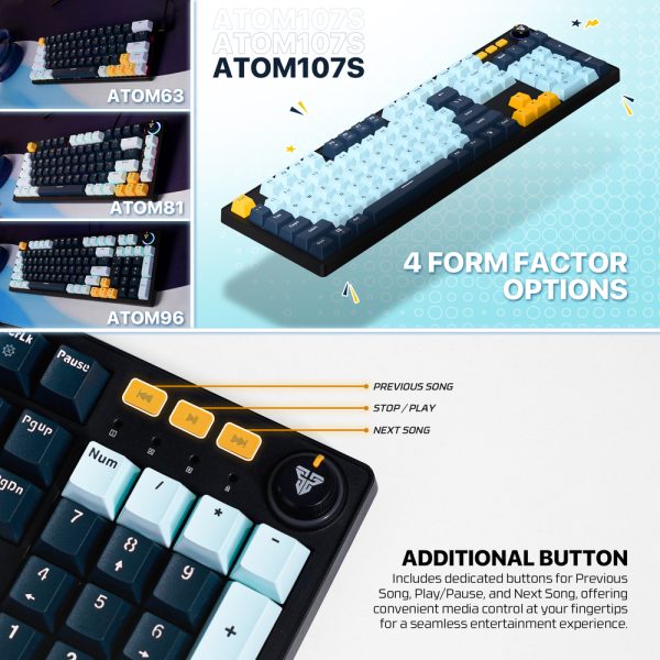 Fantech MK893S ATOM107S MIZU Edition Mechanical Keyboard, Sky Blue - Image 3
